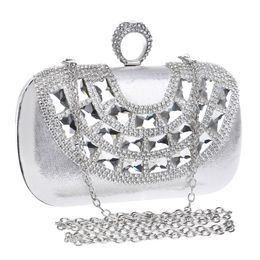 Factory rhinestones vintage women candy Colour Wove evening bag clutches shoulder day Clutches With Chain for wedding handbags