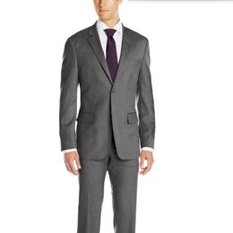 Grey lapel men suits tailor made men wedding suits tuxedos slim fit single breasted formal feast dinner dress suits(jacket+pants)