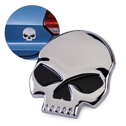 -Estilo do carro 3D Silver Skull Skeleton Metal Decal Devil Head Emblem Logotipo Badge Auto Motorcycle Sticker