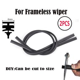 2PC Wiper Refills Universal 6mm 24" Or 26" Cut To Size Rubber Frameless Wiper Blade Refill Windshield Windscreen Replacement