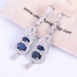 Luxurious sapphire drop earrings natural sapphire gemstone dangle solid 925 silver gemstone earrings for woman silver sapphire Jewellery