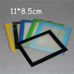 100pcs Silicone Mats Wax Non-Stick Pads Silicon Dry Herb Mat 11*8.5cm Baking Mat Dabber Sheets Jars Dab Pad Green Blue Yellow Black