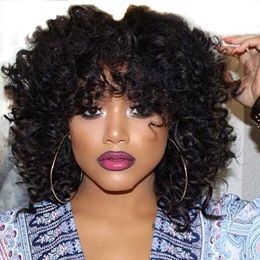 New Arriving Hot Afro Bob Curly Full Wig Simulation Brazilian Human Hair Afro Kinky Curly Wigs