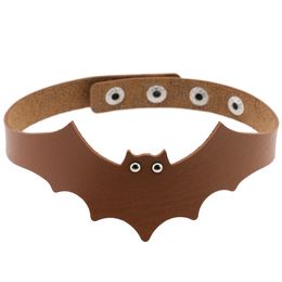 fashion Jewellery accessories PU leather bat wings choker necklace for Children couple lovers maxi statement Halloween Black red yellow blue