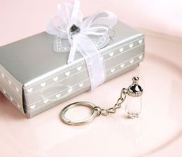 New Baby Shower Favor Gifts Baptism Christening Guest Souvenirs Crystal Milk Bottle Keychain Key Ring ZA4408
