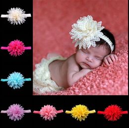 Hot Europe Fashion 14 Colours Baby Head Bands Lace Flowers Infant Headband Kids Elastic Headwear Children Hair Accessory