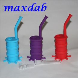 new silicone water pipe silicone oil rig glass bongs oil rigs glass bong 8 26 height with 14 4mm joint silicone material