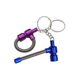 Portable Key Chain Spring Smoking Pipe Meltal Tobacco MINI Pipes Cigarette PipeCleaners Colour Random Easy to Use