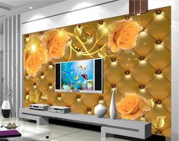 European-style soft pink rosette background wall mural 3d wallpaper 3d wall papers for tv backdrop