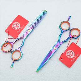 Z1004 5.5'' Purple Dragon Colourful Hairdressing Scissors Factory Price Cutting Scissors Thinning Shears professional Human Hair Scissors