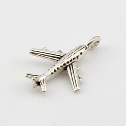 MIC 500pcs Antique silver Zinc Alloy 3D Aircraft Charm Pendants DIY Jewelry 15.5x22.5 mm A-004