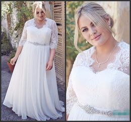 Chiffon Dresses Cheap Floor Length Long Sleeve Iullsion Lace Formal Plus Size Wedding Dresses Cheap Price Custom Made Elegant Beautiful