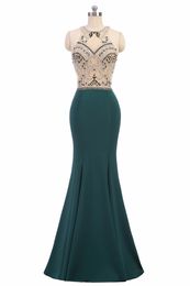 2020 Sexy Crystal Mermaid Formal Evening Dresses With Beading Sequined Chiffon Floor-Length Plus Size Prom Party Celebrity Gowns BE02