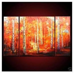 Framed 3 Panel Beautiful Landscape Canvas Oil Painting Set 100% Handpainted Home Living Room Decor Pictures Wall Art ML18
