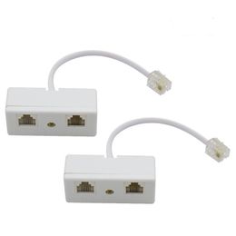 RJ11 6P4C Plug to 2-Way RJ11 Dual Female Secondary Splitter Socket Adapter for Landline Telephone Modular Phone Cable Separator Jack Philtre