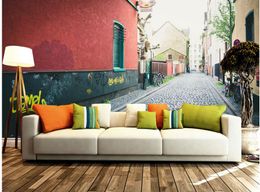 European town street mural 3d wallpaper 3d wall papers for tv backdrop