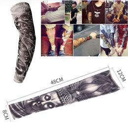 200PCS Motorcycle Hiking Unisex Nylon Elastic Seamless Temporary Fake Tattoo Sleeves 3D Pattern Women Men Stretch Sunscreen Arm Stockings