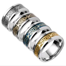 Sell Stainless Steel Band Rings Religion Christian Prayer Letter Jesus Bible Gold Silver Finger Ring For Men Women Factory Direct