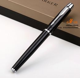 Free Shipping Black Silver Roller Ball Pen Signature Ballpoint Pen Metal Gel Pens of Fast Writing School Office Suppliers Stationery