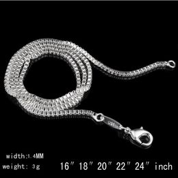 5 Sizes Available 925 Silver chain necklace Box Chain Necklace Womens Mens Kids 16-24 inch Jewellery kolye collares G219
