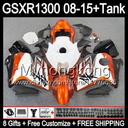 8gifts gloss orange For SUZUKI Hayabusa GSXR1300 08 15 GSXR-1300 14MY62 GSXR 1300 GSX R1300 08 09 10 11 12 13 14 15 Fairing orange white Kit