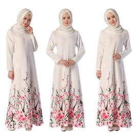 new chiffon abaya Canada - Women Kaftan Abaya Islamic Muslim Dresses Big Flower Printed Party Maxi Chiffon Party Ball Dress New Arrival