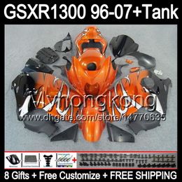 8gift For gloss orange SUZUKI Hayabusa GSXR1300 96 97 98 99 00 01 13MY61 GSXR 1300 GSX-R1300 GSX R1300 02 03 04 05 06 07 gloss black Fairing