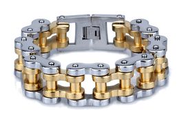 22mm wide Heavy Mens Boys Bike Biker Motorcycle Link Chain Silver Gold 316L Stainless Steel Bracelets Bangle Jewelry wristband