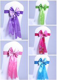 chair cover sash ties UK - Free EMS 100pc Long Ribbon (No need to Tie the Knot) Wedding Silk Chair Cover Sashes Sash Party Banquet Decoration Decor Bow