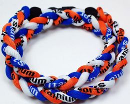 Promotion - 350PCS/Lot Baseball Sports Titanium 3 Rope Braided Blue White Orange Sport GE Necklace RT039