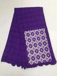 5Yards/pc Beautiful purple african water soluble lace embroidery french mesh cord lace for dress BW138-3