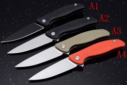 Promotion 4 Style Russia Flipper Knife 440C 58HRC Satin Drop Point Blade G10 Handle EDC Pocket Folding Knives