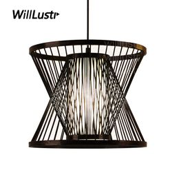 willlustr bamboo pendant lamp wood suspension light post modern designer zen hanging lighting pastoral hotel restaurant nordic