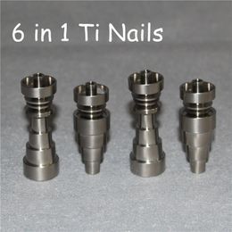 Best Stock Universal Grade 2 Ti Nail 10mm& 14mm&19mm 6 IN 1 Domeless Titanium Nail For Oil Rigs Dab glass water bong