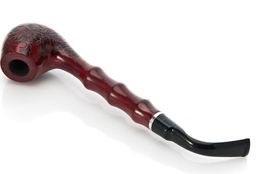 Medium Bamboo Red Resin Pipe Boutique Hand-carved Tobacco Pipe In The Long Section Smoking