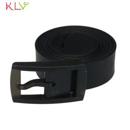 Wholesale- KLV Coolbeenr Men Womens Unisex Smooth Silicone Rubber Leather Belt Plastic Buckle New Dec8