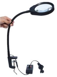 Freeshipping Reading Light with Clip Folding Magnification 5X LED Magnifier with flexable Metal Hose Loupe Desktop Magnifier light