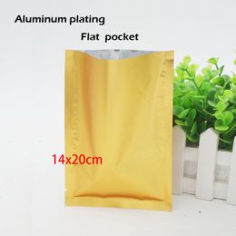 14*20cm Matte golden Aluminium plating flat pocket Heat Seal Aluminium Foil Bag Food bag Cosmetics packaging Spot 100 /package