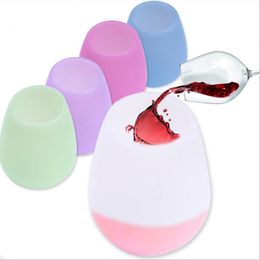 Silicone Wine Glass Collapsible Unbreakable Stemless Wine Glasses Beer Whiskey Drinkware Outdoor Portable Foldable Drinking Cup Mug