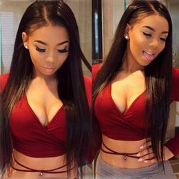 Top quality ssimulation human hair Wig long silky straight full wig with middle part in stock