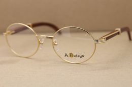 Frames gold wood Round Metal 7550178 Eyeglasses frames for men silver gold frame Eyewear lunettes C Decoration Designer Mens Women Luxury