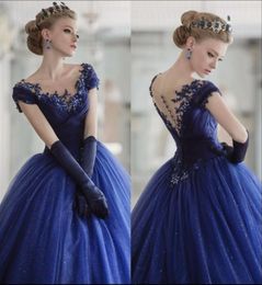 Royal Blue Colorful Ball Gown Wedding Dresses With Color Vestidos De Novia Cap Sleeves Beaded Non White Bridal Gowns Custom Made