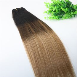 brown highlighted hair extensions Canada - 300g Ombre Ash Blonde With Warm Highlights Dark Brown Root One Piece Clip In Human Hair Extensions 5Clips Per Piece Brazilian Virgin Hair