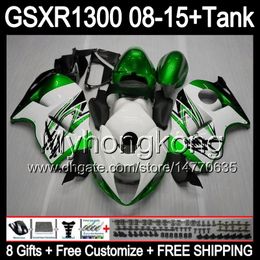 8gifts For gloss white SUZUKI Hayabusa GSXR1300 2008 2009 2010 2011 14MY218 GSXR-1300 GSX R1300 GSXR 1300 2012 2013 2014 2015 green Fairing