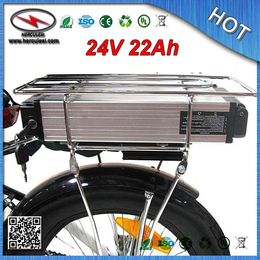 FREE SHIPPING 3.7V 2.0A 18650 Li ion Battery Pack 700W 24V 22Ah For Electric Bike Ebike with Rack 30A BMS Aluminium case+Charger