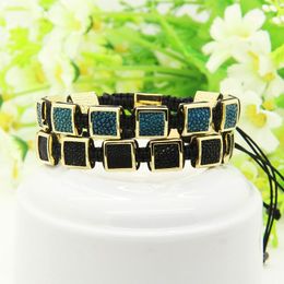 High Quality Mens Gold Bracelets Wholesale 10pcs/lot Micro Pave Beads Python Leather Stingray Macrame Bracelet For Party