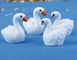 100pcs White Resin Swan Miniatures Landscape Accessories For Home Garden Decoration Scrapbooking Craft Diy