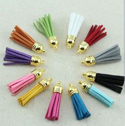 100pcs/lot Faux Leather Suede Tassel For Keychain Cellphone Straps Jewelry Charms Tassels Diy Accessoire 37mm