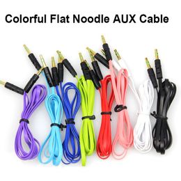 10X Multi-color Noodle AUX Stereo Audio Cable Male to Male for iPhone Samsung HTC 500pcs/lot