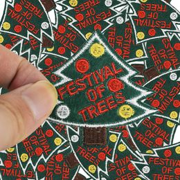 10 PCS DIY Christmas Tree Patches for Clothing Iron Embroidered Patch Applique Iron on Patches Sewing Accessories Badge Stickers on Bag